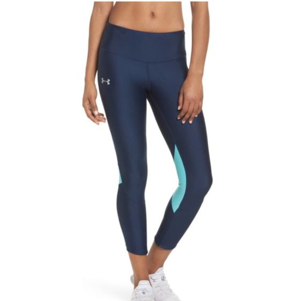 Under Armour Leggings Womens Large Blue Compression Yoga Pant S" Inseam Stretch